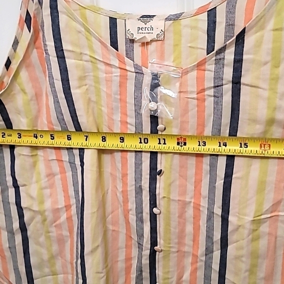 PERCH BY BLU PEPPER WOMENS STRIPED BUTTON RAINBOW TANK TOP SIZE 2XL - Picture 6 of 6